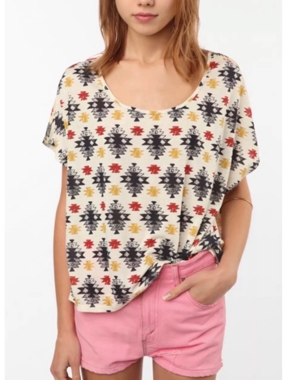 Urban Outfitters / Upson Downes by William Anzevino aztec-print cropped top, S